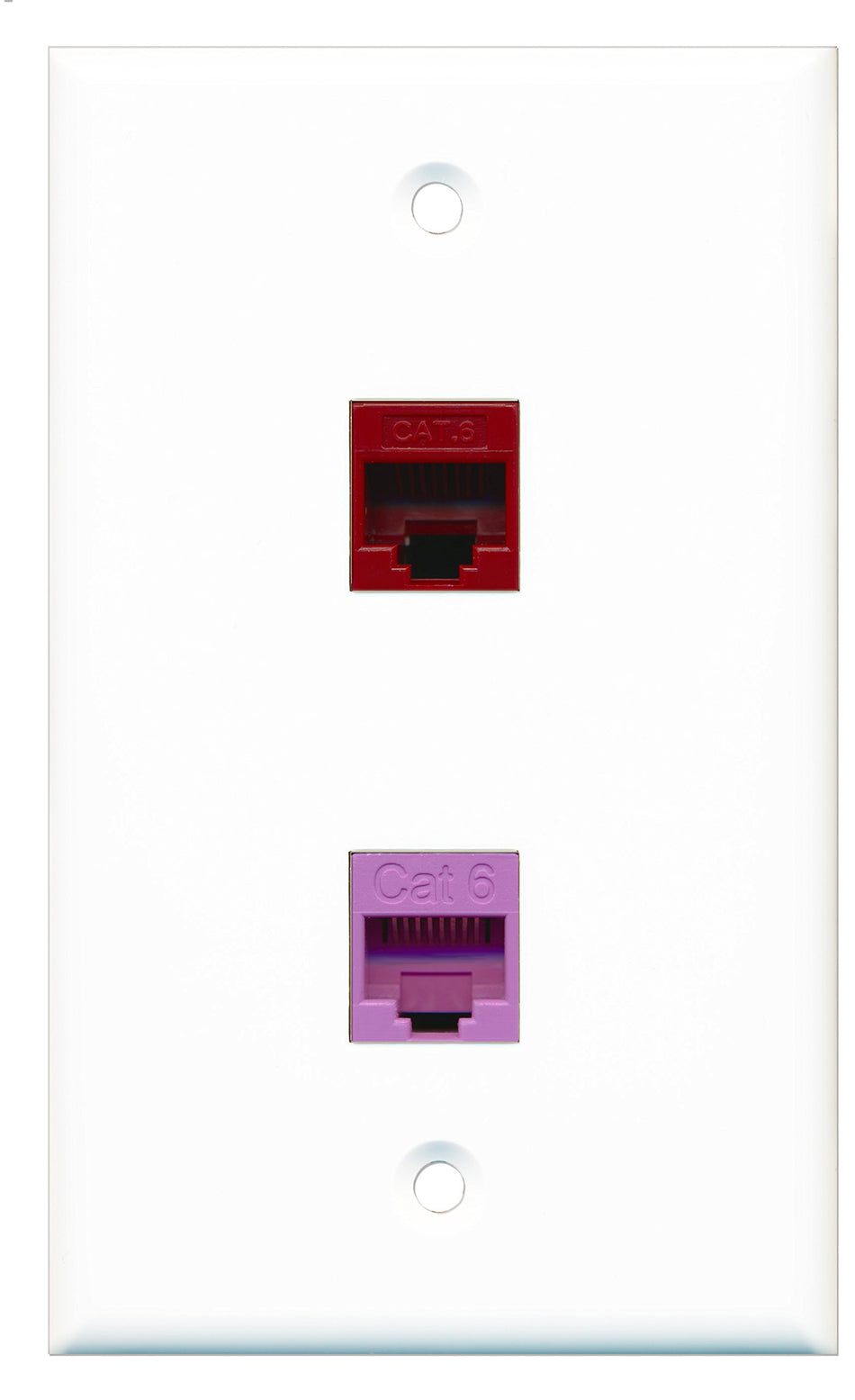 RiteAV - 1 Port Cat6 Ethernet Red 1 Port Cat6 Ethernet Purple Wall Plate - Bracket Included