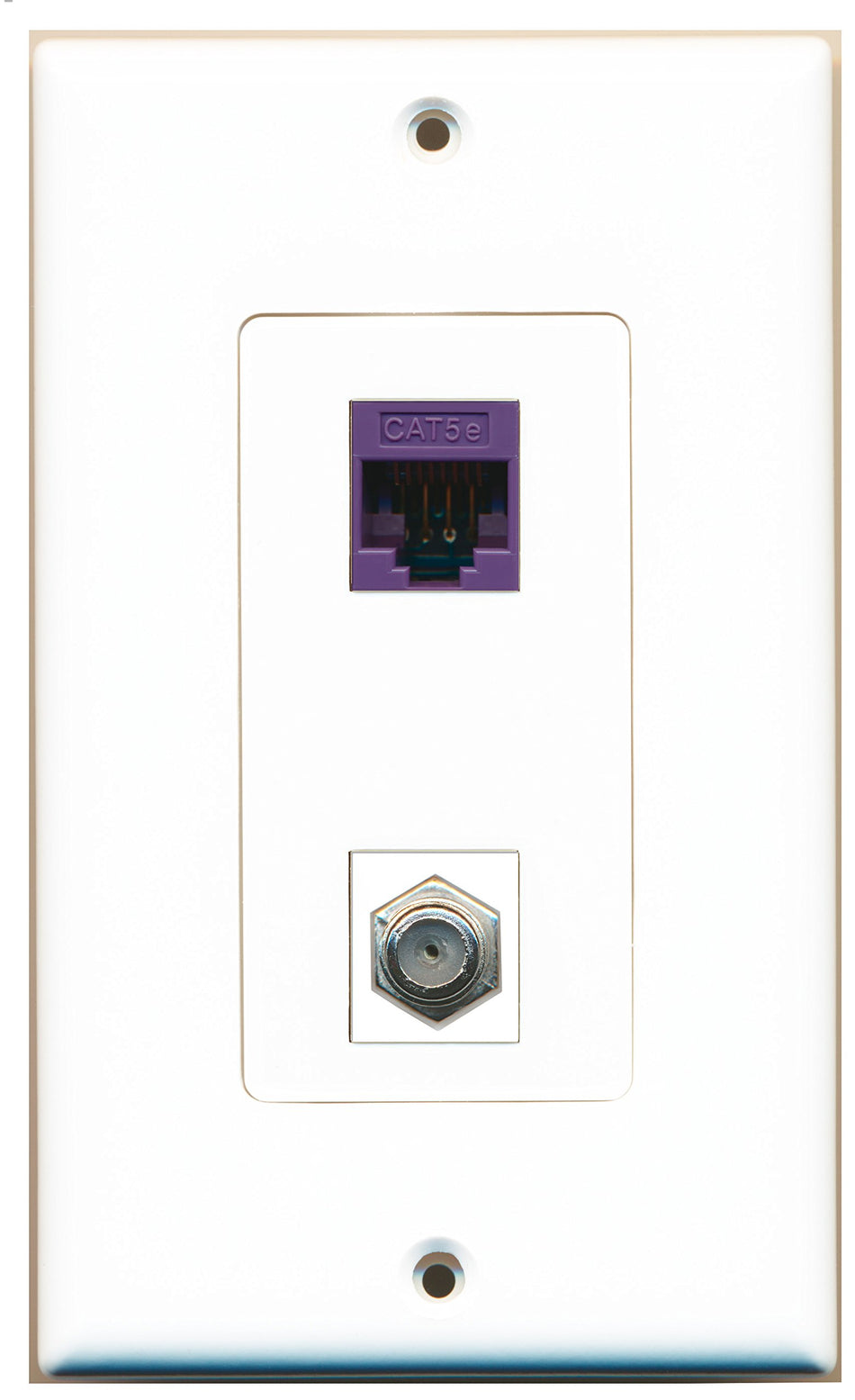 RiteAV 1 Port Coax 1 Port Cat5e Purple Type Wall Plate OVERSIZED