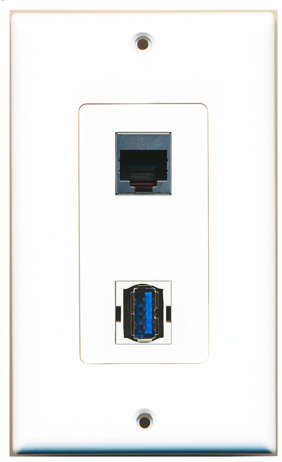RiteAV 1 Port RJ45 Shielded 1 Port USB 3 A-A Wall Plate OVERSIZED