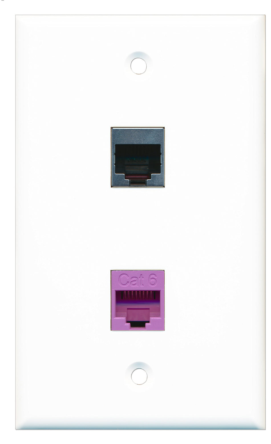 RiteAV - 1 Port Cat6 Ethernet Purple 1 Port RJ45 Shielded Wall Plate - Bracket Included