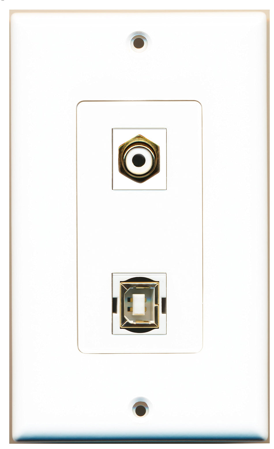 RiteAV 1 Port RCA White 1 Port USB B-B Wall Plate OVERSIZED