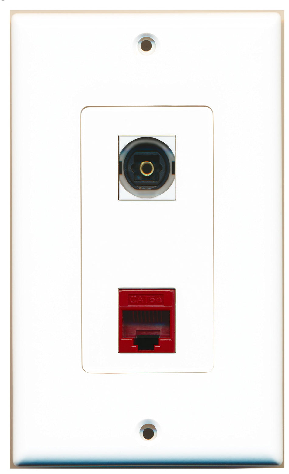 RiteAV 1 Port Toslink 1 Port Cat5e Ethernet Red Wall Plate OVERSIZED