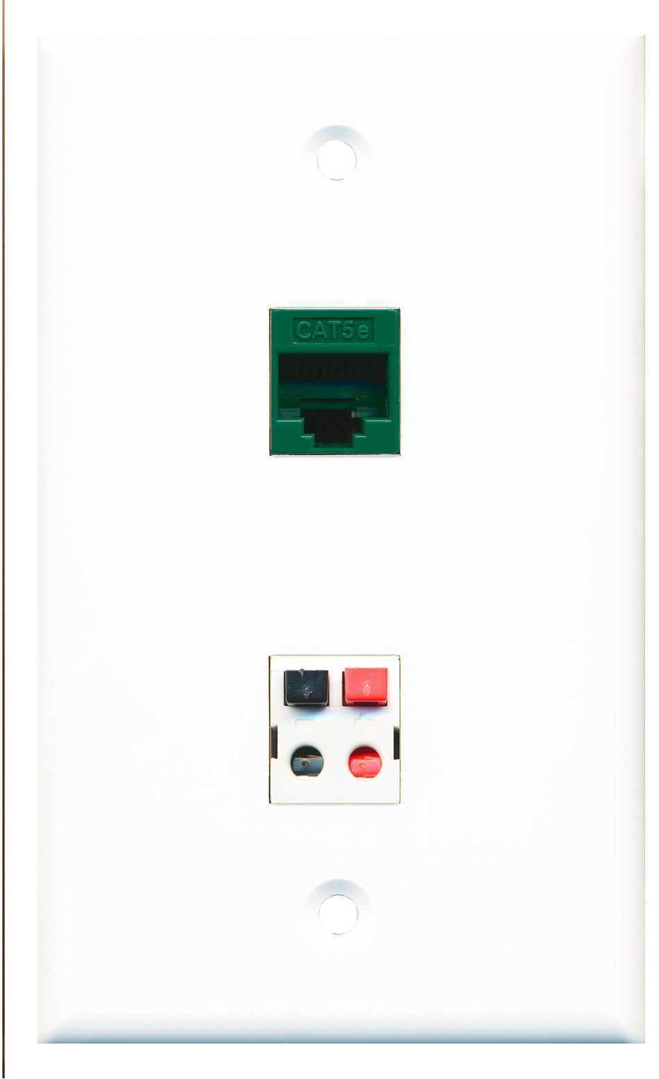 RiteAV - 1 Port Cat5e Ethernet Green 1 Port Speaker Wall Plate - Bracket Included
