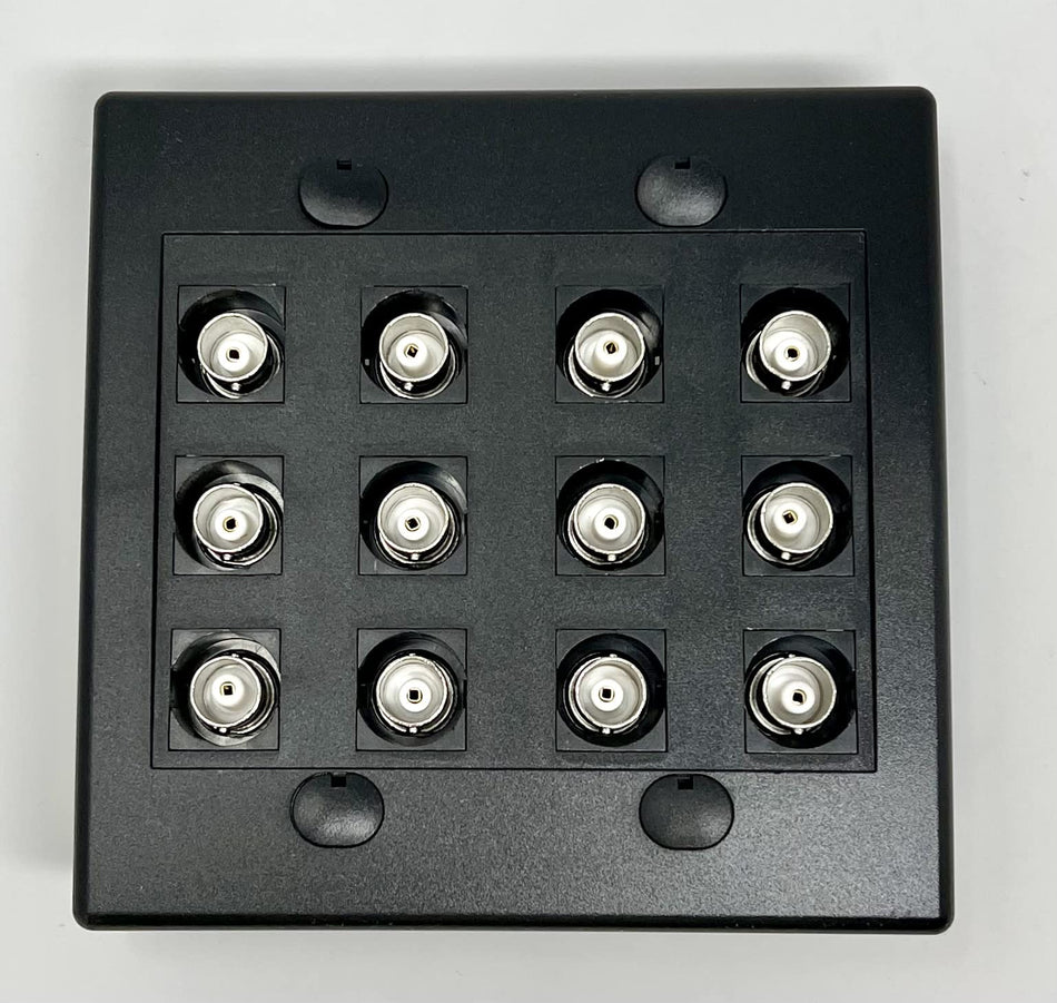 RiteAV 12 Port BNC Female/Female HD-SDI Jack Wall Plate - Black