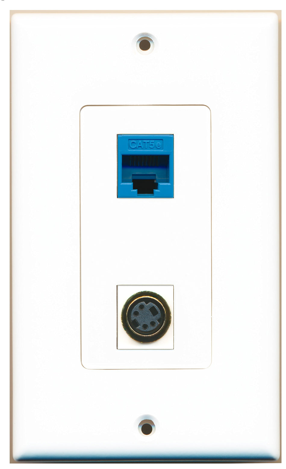 RiteAV 1 Port S-Video 1 Port Cat5e Blue Type Wall Plate OVERSIZED