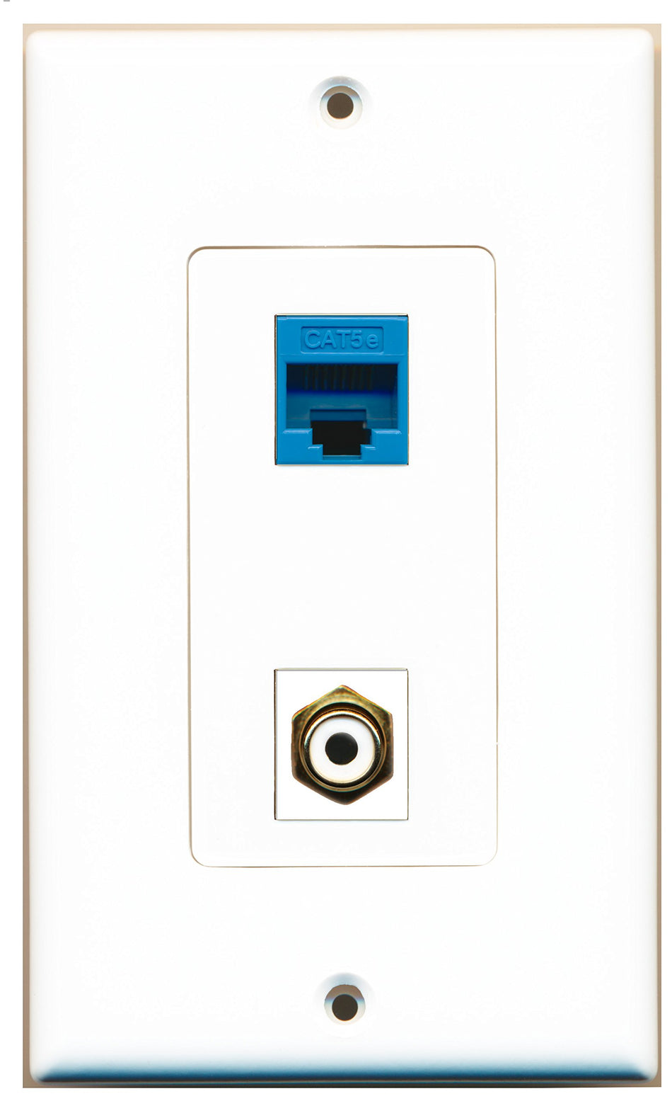RiteAV 1 Port RCA White 1 Port Cat5e Blue Wall Plate OVERSIZED White