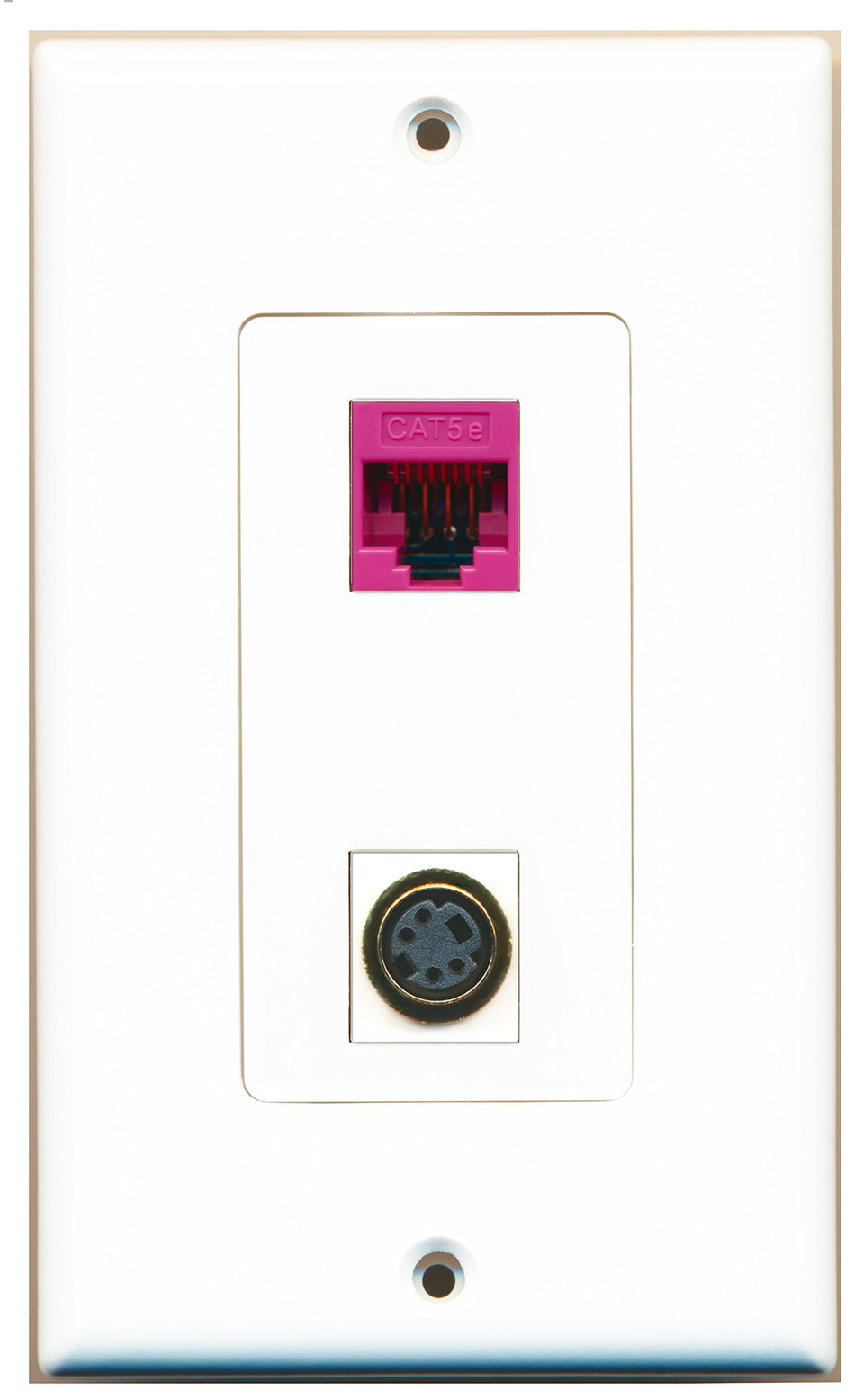 RiteAV 1 Port S-Video 1 Port Cat5e Pink Type Wall Plate OVERSIZED