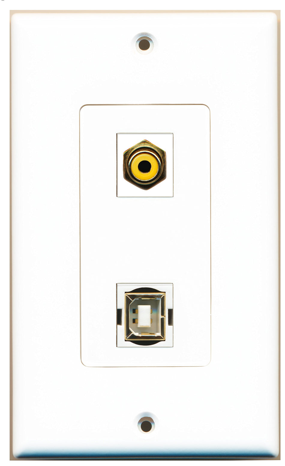 RiteAV 1 Port RCA Yellow 1 Port USB B-B Wall Plate OVERSIZED