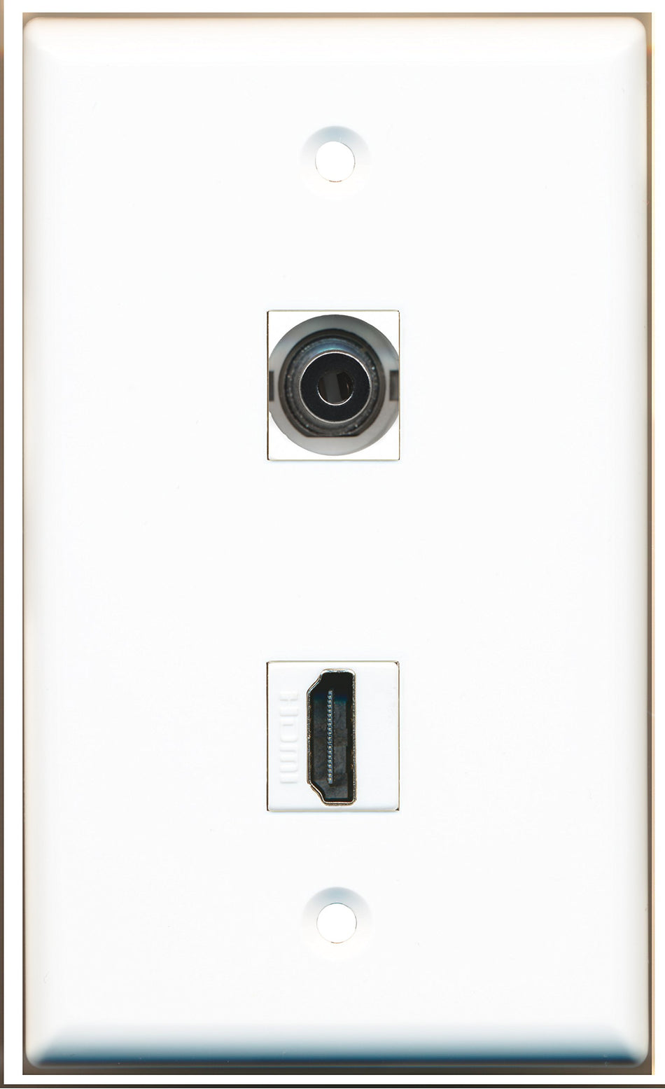 RiteAV - 1 Port HDMI - 1 Port 3.5mm Wall Plate White - Bracket Included