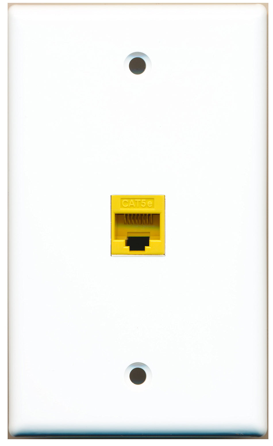 RiteAV - 1 Port Cat5e Ethernet Yellow Wall Plate White - Bracket Included