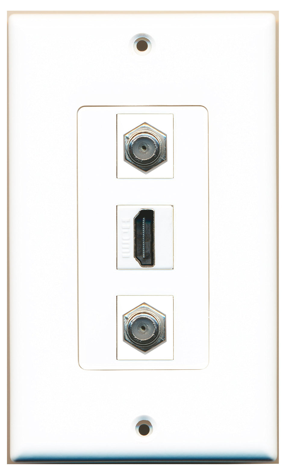 RiteAV 1 Port HDMI 2 Port Coax Cable TV- F-Type Wall Plate OVERSIZED