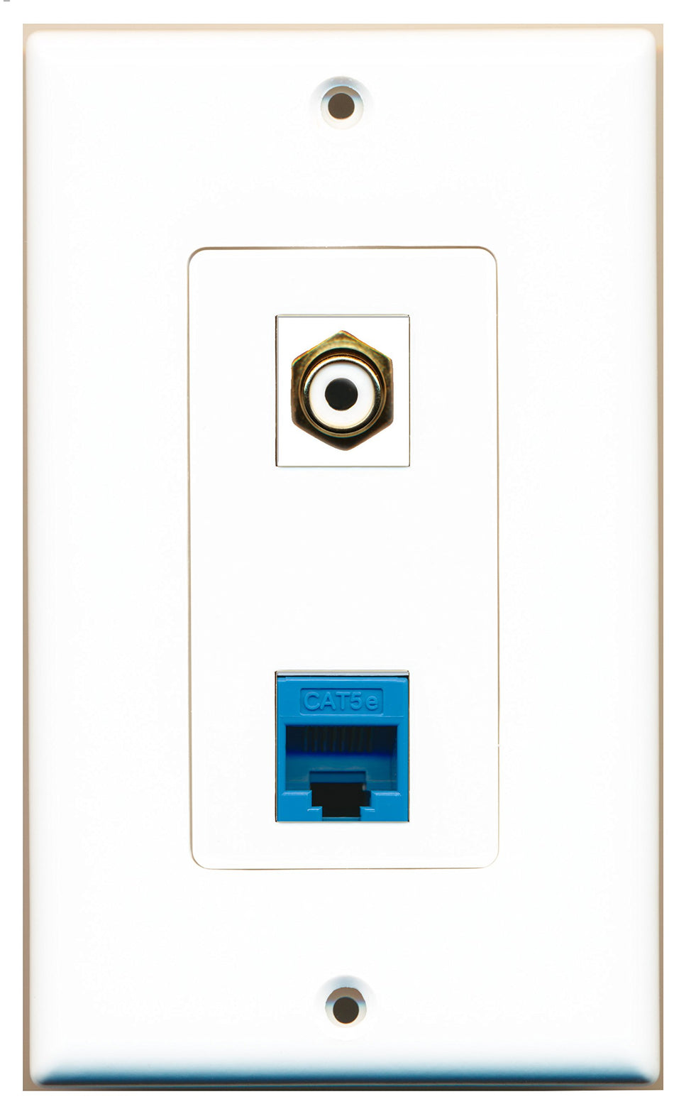 RiteAV 1 Port RCA White 1 Port Cat5e Ethernet Blue Wall Plate OVERSIZED White
