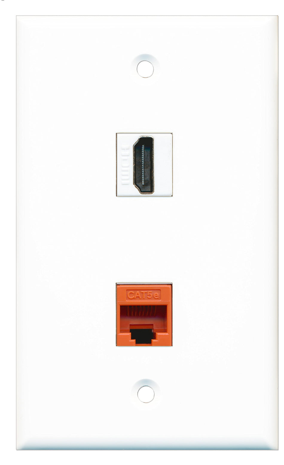 RiteAV - 1 Port HDMI 1 Port Cat5e Ethernet Orange Wall Plate - Bracket Included