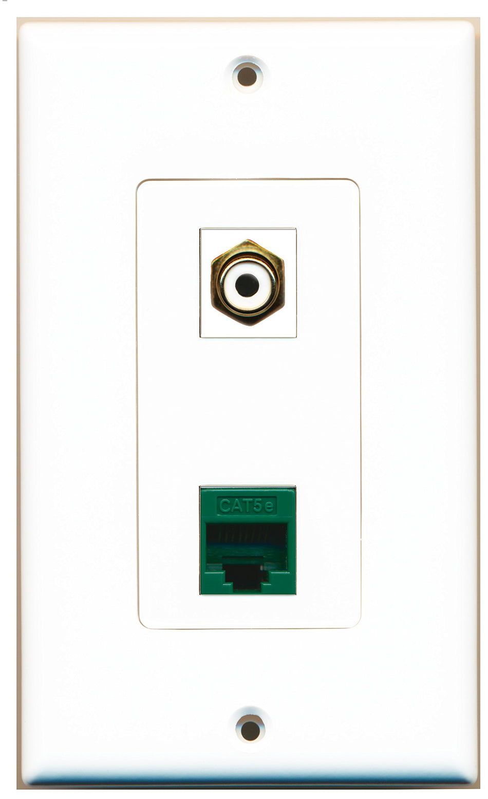 RiteAV 1 Port RCA White 1 Port Cat5e Ethernet Green Wall Plate OVERSIZED