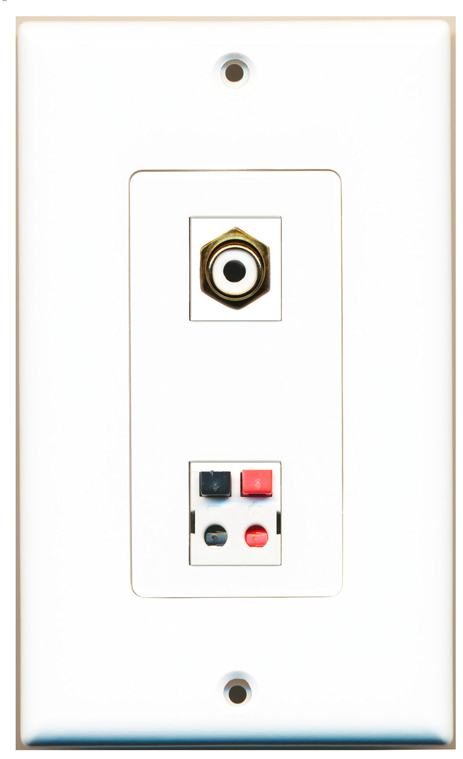RiteAV 1 Port RCA White 1 Port Speaker Wall Plate OVERSIZED