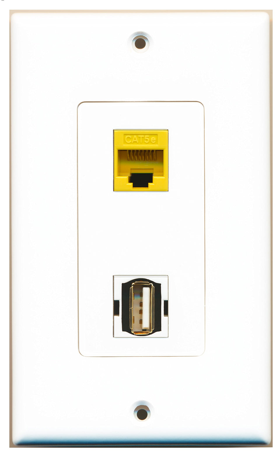 RiteAV 1 Port USB A-A 1 Port Cat5e Yellow Type Wall Plate OVERSIZED