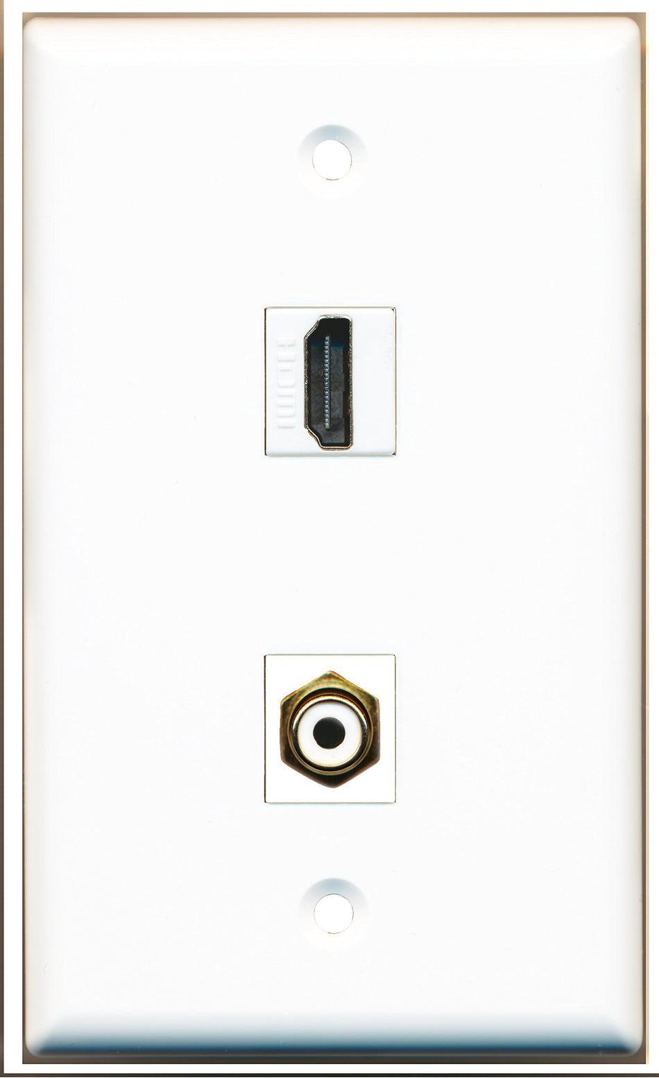 RiteAV - 1 Port HDMI 1 Port RCA White Wall Plate White - Bracket Included