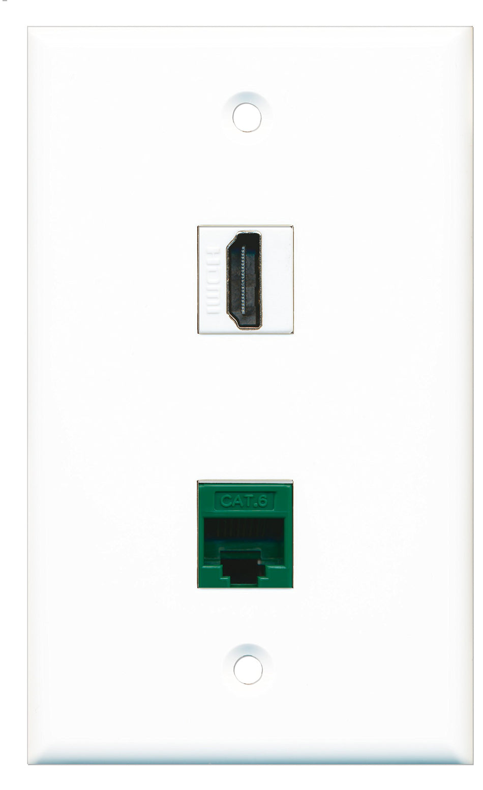 RiteAV - 1 Port HDMI 1 Port Cat6 Ethernet Green Wall Plate - Bracket Included