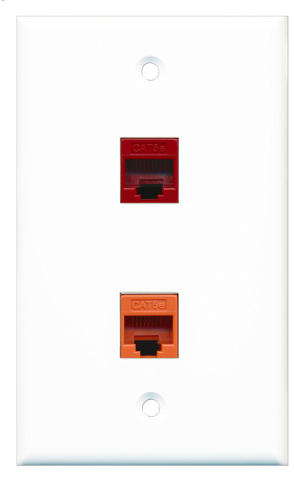 RiteAV - 1 Port Cat5e Ethernet Orange 1 Port Cat5e Ethernet Red Wall Plate - Bracket Included