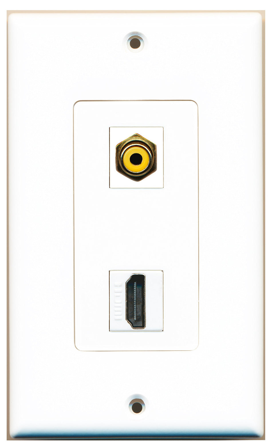 RiteAV 1 x RCA Yellow for Subwoofer-Audio and 1 HDMI Port Wall Plate OVERSIZED
