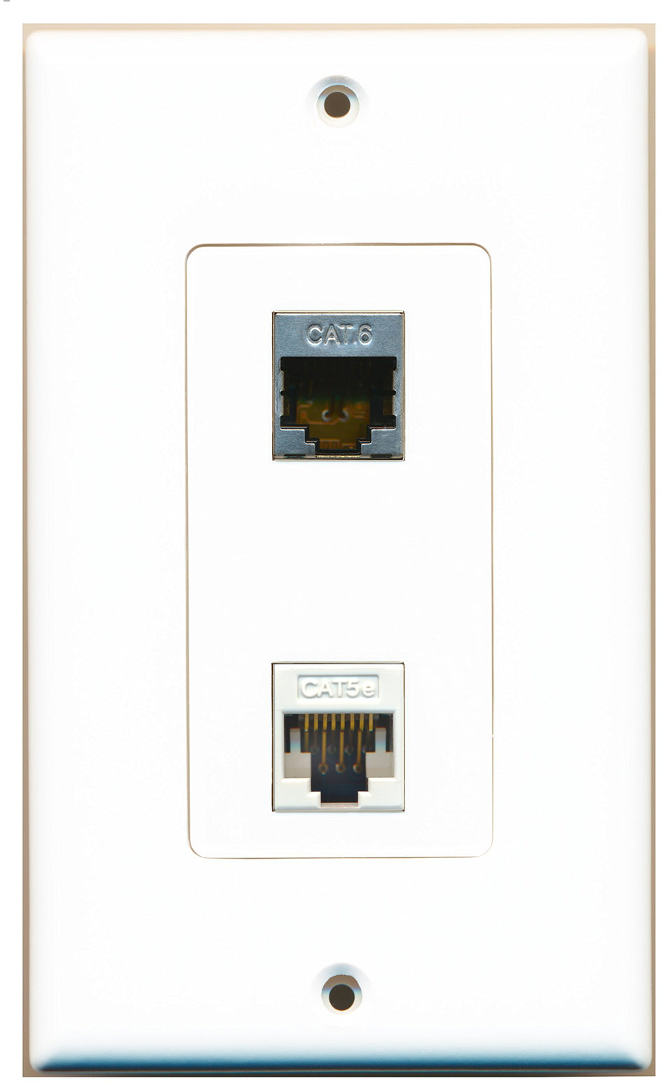 RiteAV 1 Port Shielded Cat6 Ethernet 1 Port Cat5e Ethernet White Wall Plate Oversized White