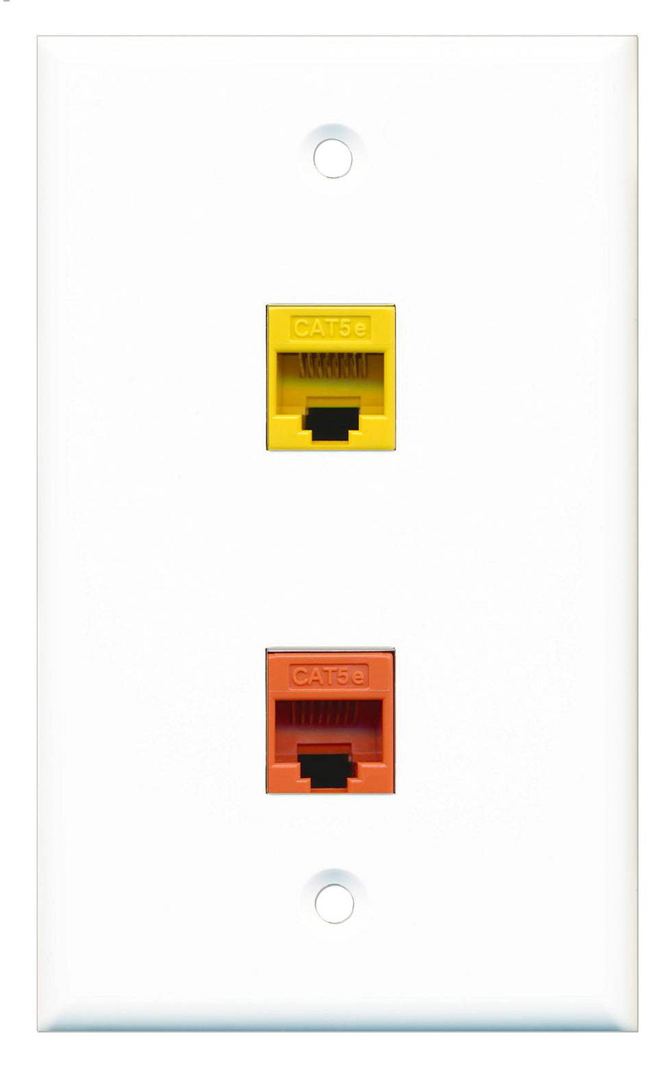 RiteAV - 1 Port Cat5e Ethernet Yellow 1 Port Cat5e Ethernet Orange Wall Plate - Bracket Included