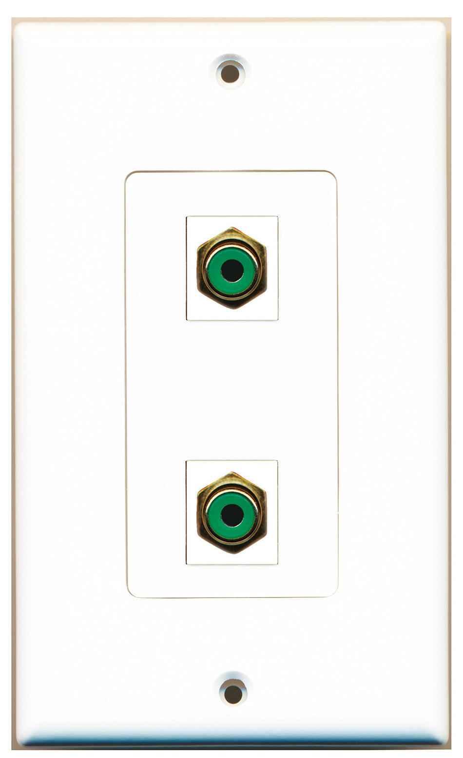RiteAV 2 Port RCA Green Wall Plate OVERSIZED White
