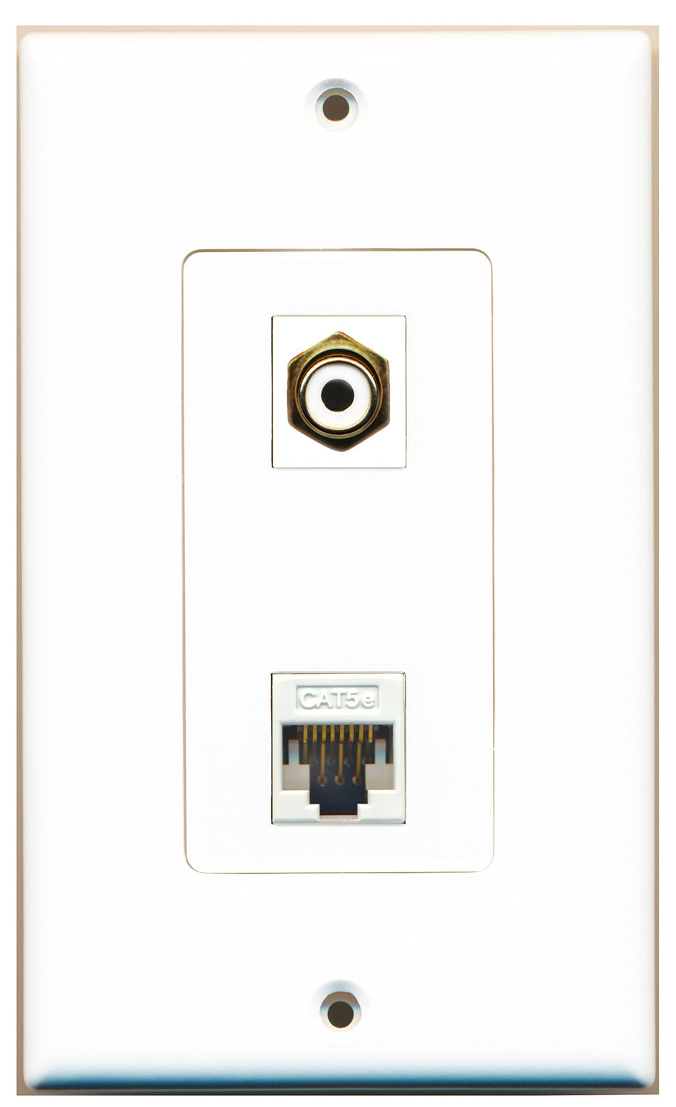 RiteAV 1 Port RCA White 1 Port Cat5e Ethernet White Wall Plate OVERSIZED White