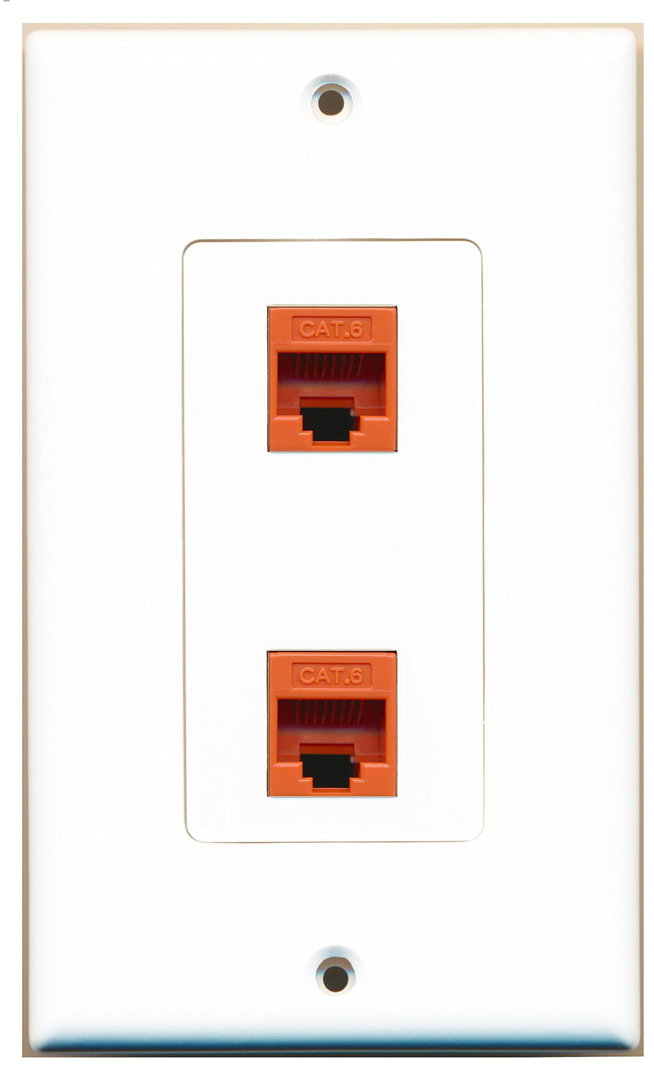 RiteAV 2 Port Cat6 Ethernet Orange Wall Plate OVERSIZED