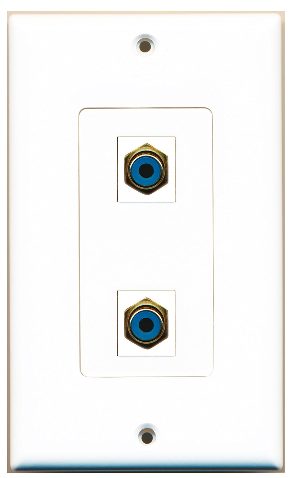 RiteAV 2 Port RCA Blue Wall Plate OVERSIZED White