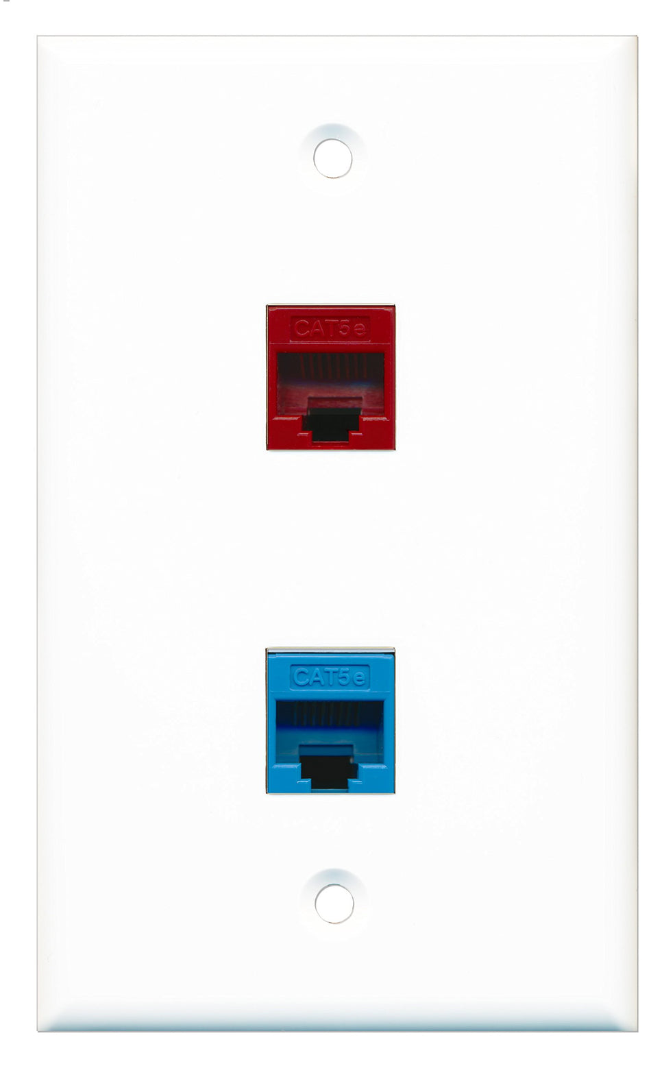 RiteAV - 1 Port Cat5e Ethernet Blue 1 Port Cat5e Ethernet Red Wall Plate - Bracket Included