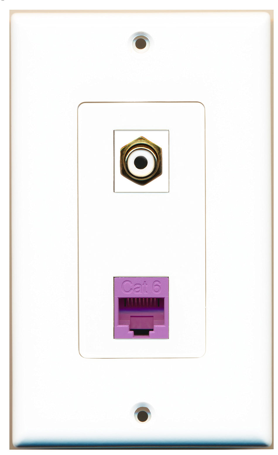 RiteAV 1 Port RCA White 1 Port Cat6 Ethernet Purple Wall Plate OVERSIZED