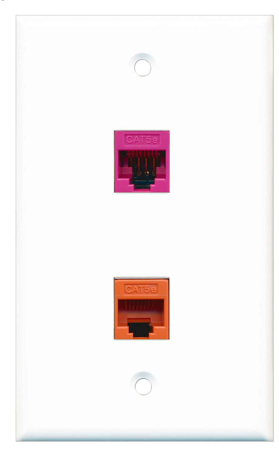 RiteAV - 1 Port Cat5e Ethernet Pink 1 Port Cat5e Ethernet Orange Wall Plate - Bracket Included