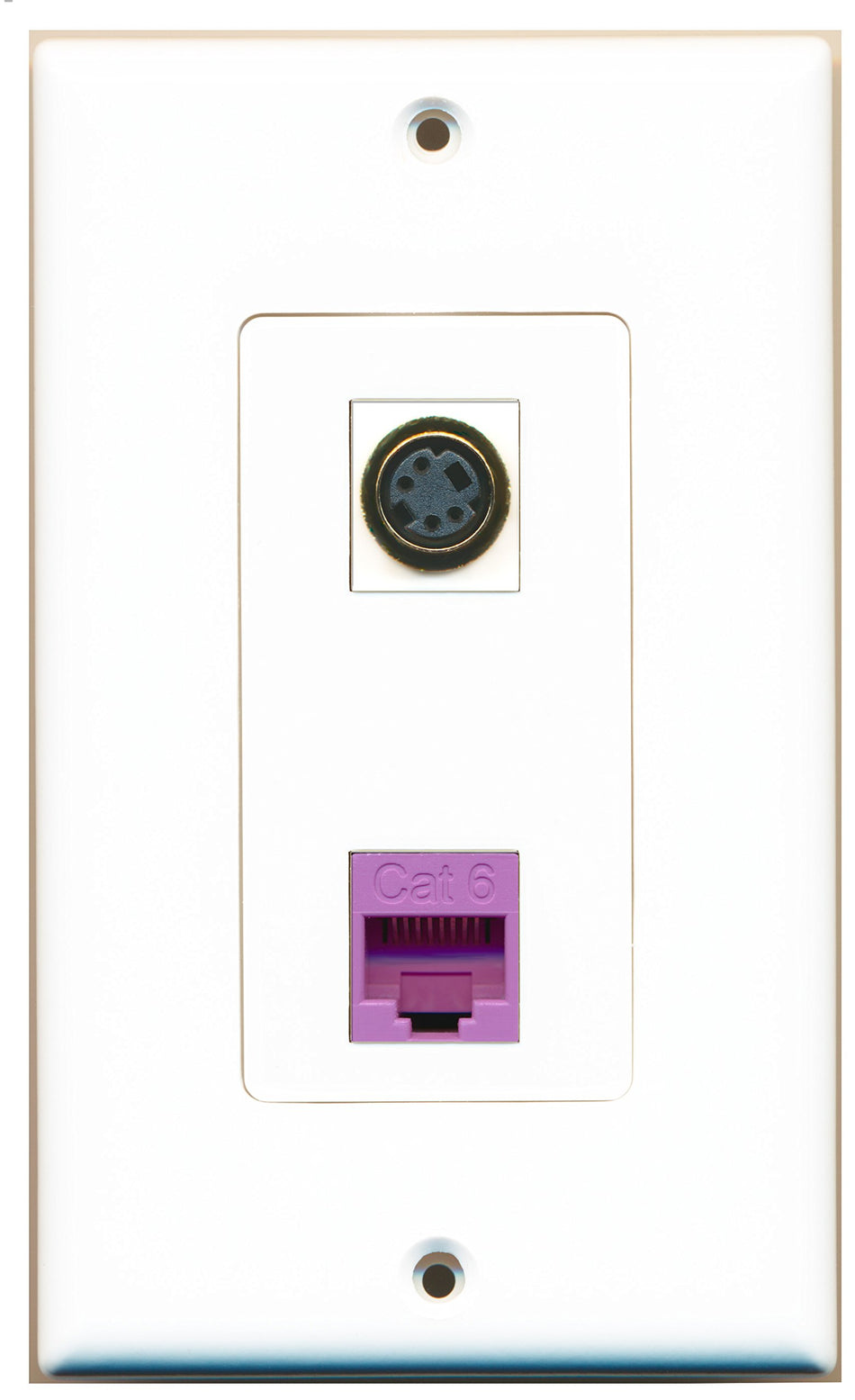 RiteAV 1 Port S-Video 1 Port Cat6 Ethernet Purple Wall Plate OVERSIZED