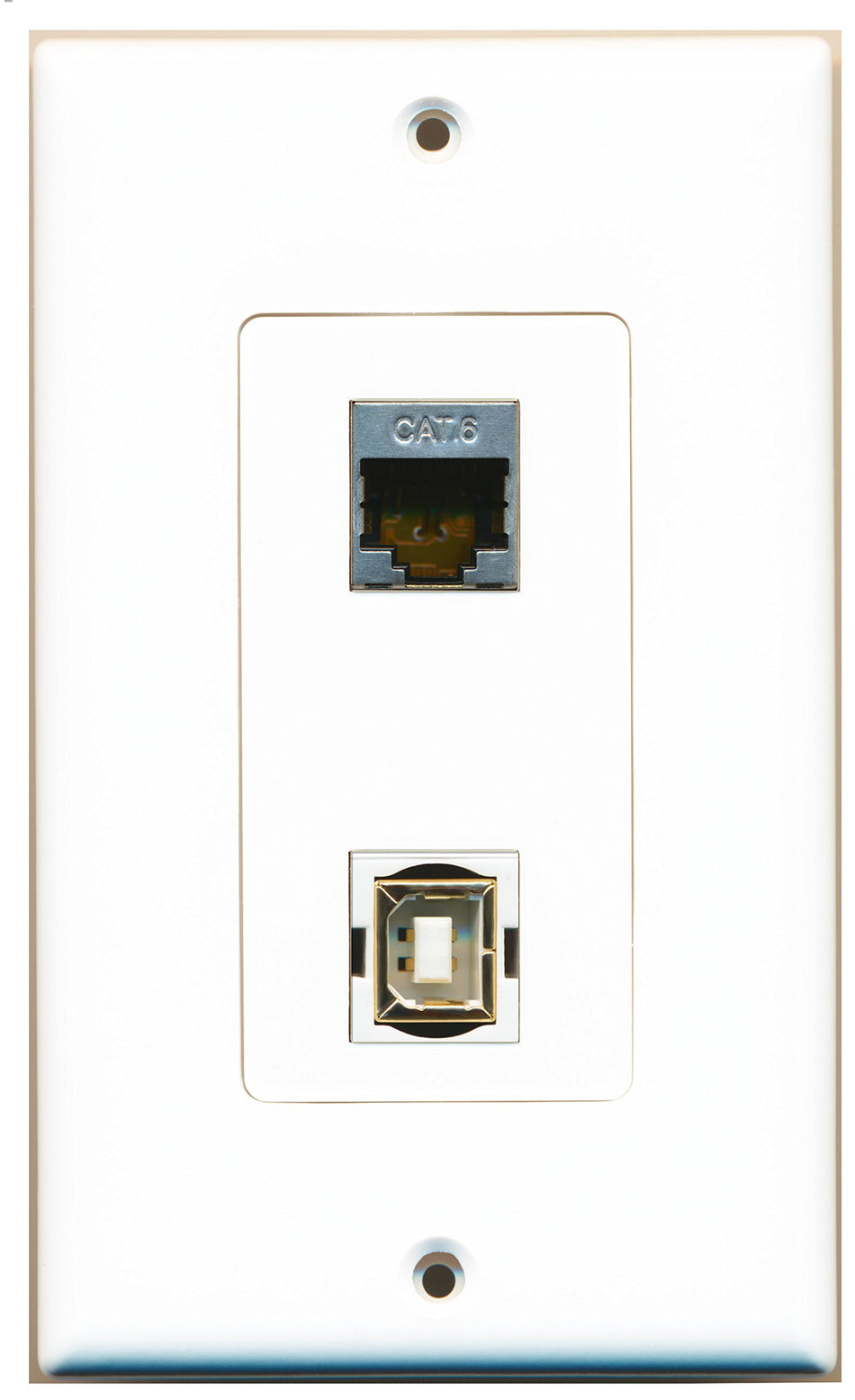 RiteAV 1 Port Shielded Cat6 Ethernet 1 Port USB B-B Wall Plate Oversized