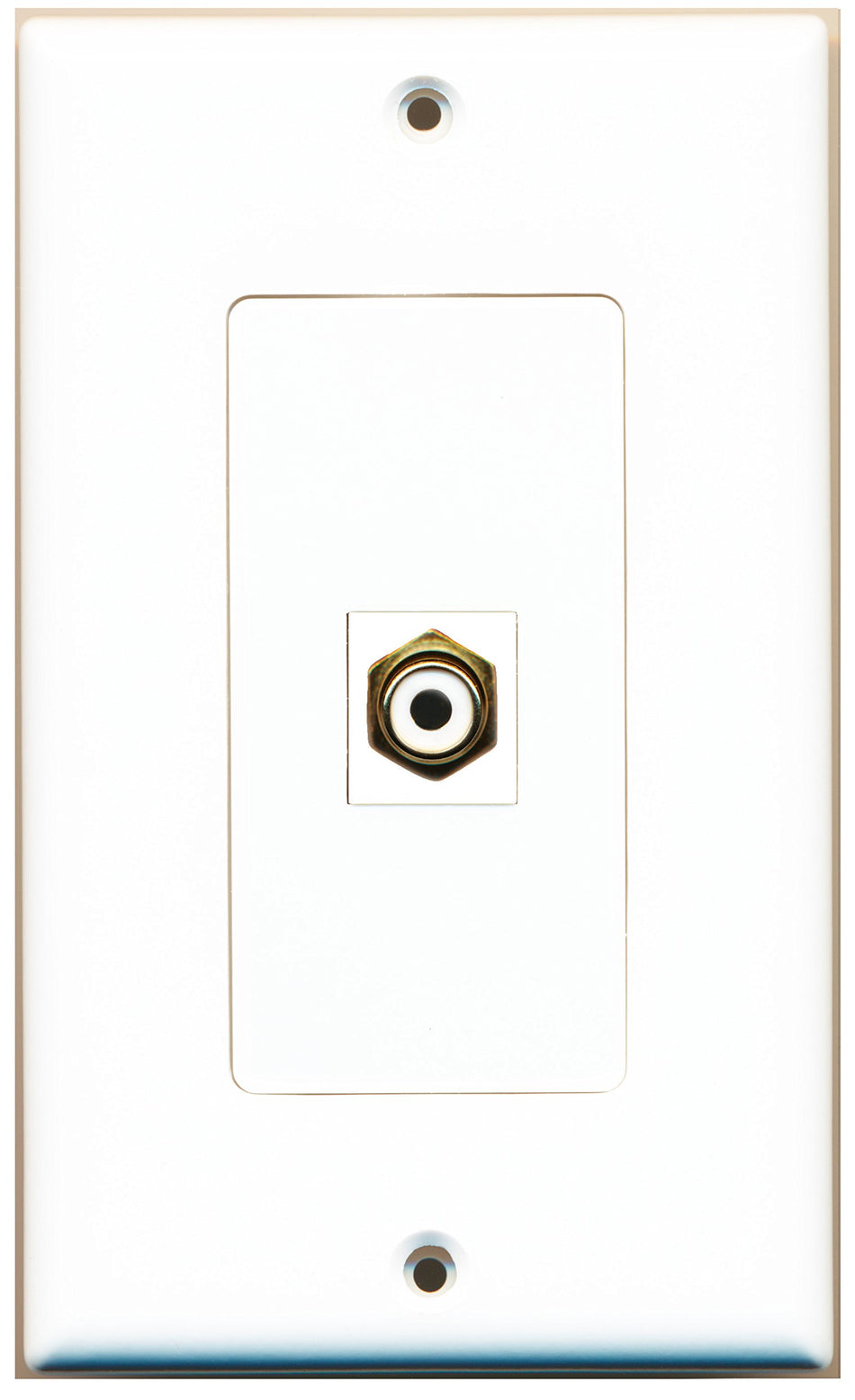 RiteAV 1 Port RCA White Wall Plate OVERSIZED White