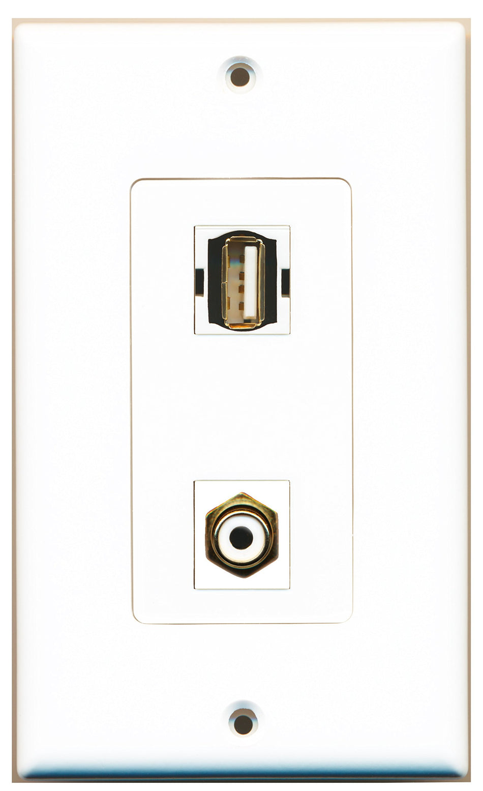 RiteAV 1 Port RCA White 1 Port USB A-A Wall Plate OVERSIZED White