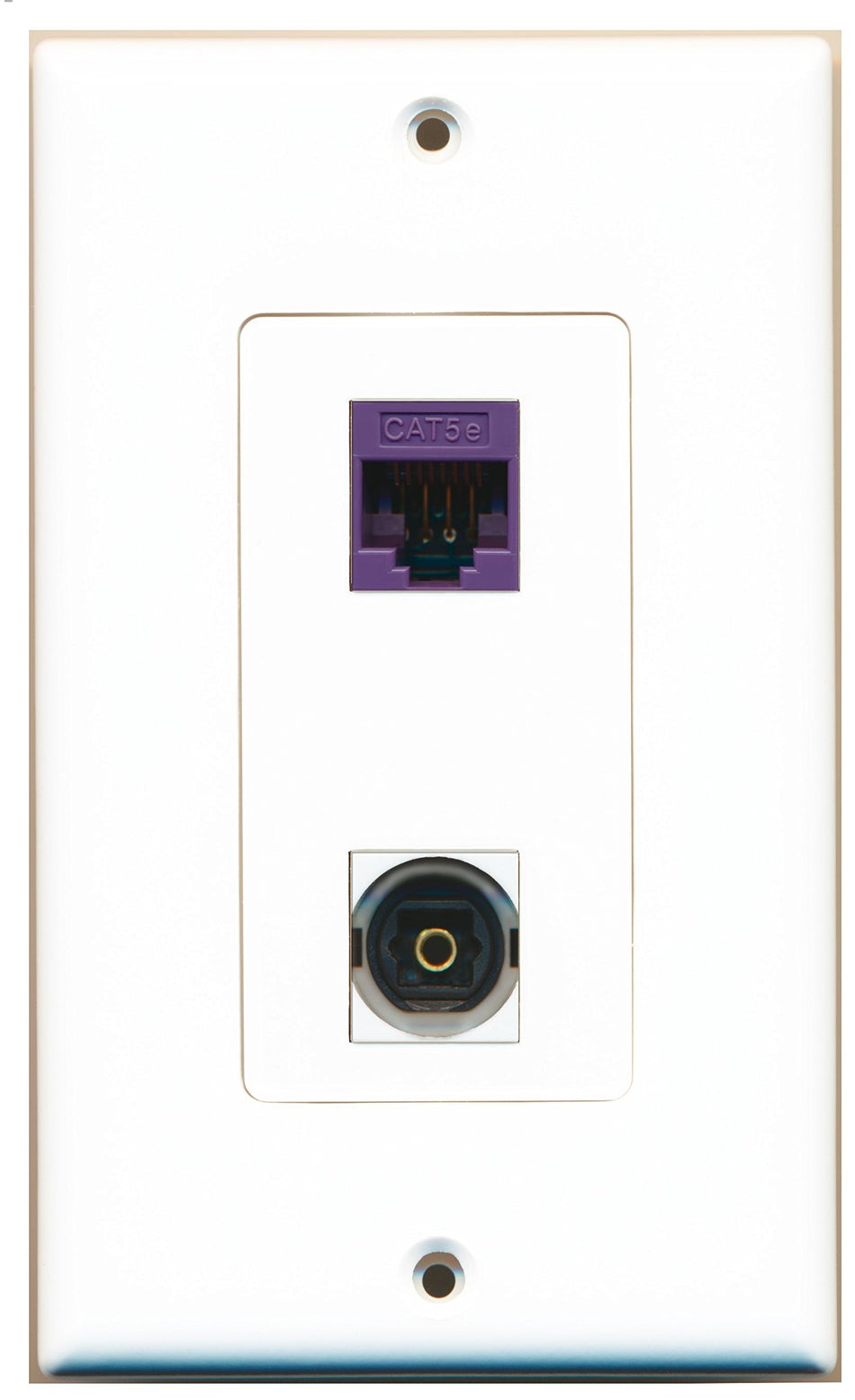 RiteAV 1 Port Toslink 1 Port Cat5e Purple Type Wall Plate OVERSIZED