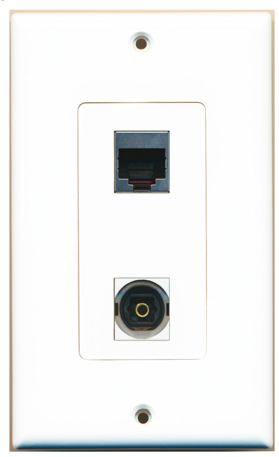 RiteAV 1 Port Toslink 1 Port RJ45 Shielded Wall Plate OVERSIZED