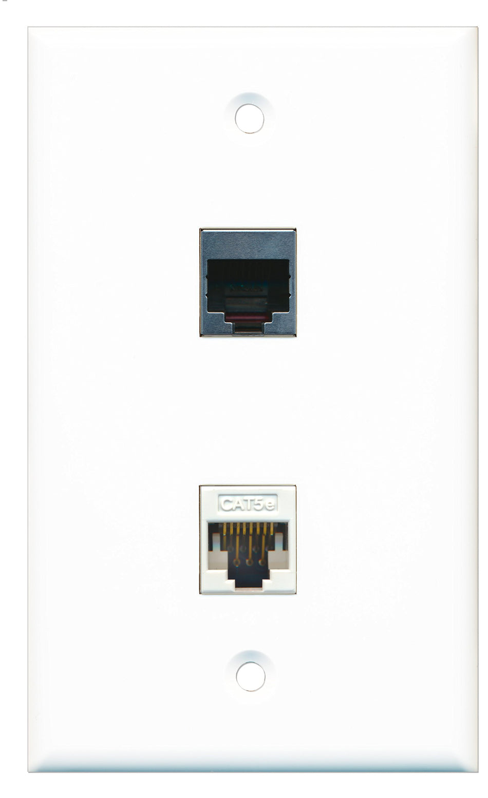 RiteAV - 1 Port Cat5e Ethernet White 1 Port RJ45 Shielded Wall Plate - Bracket Included