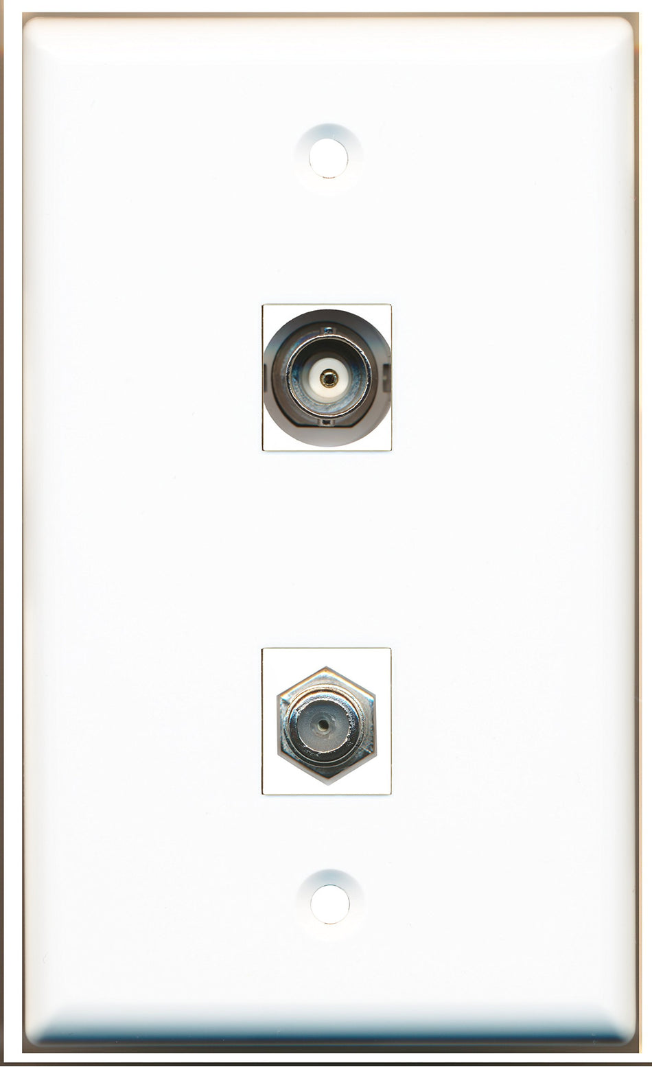 RiteAV - 1 Port Coax 1 Port BNC Wall Plate - Bracket Included