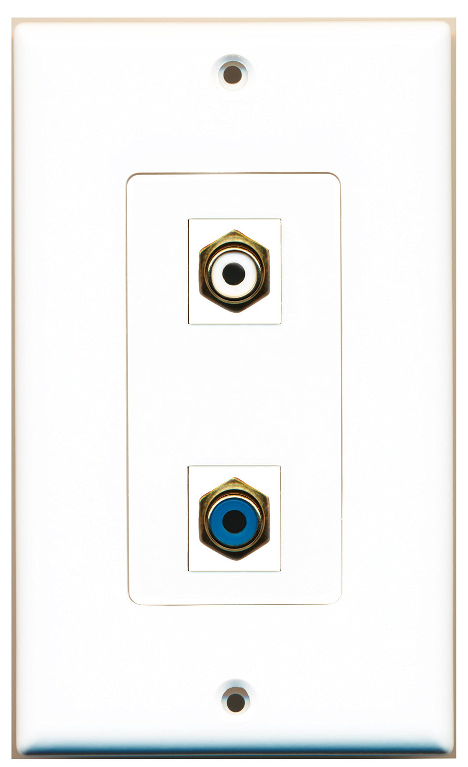 RiteAV 1 Port RCA White 1 Port RCA Blue Wall Plate OVERSIZED White