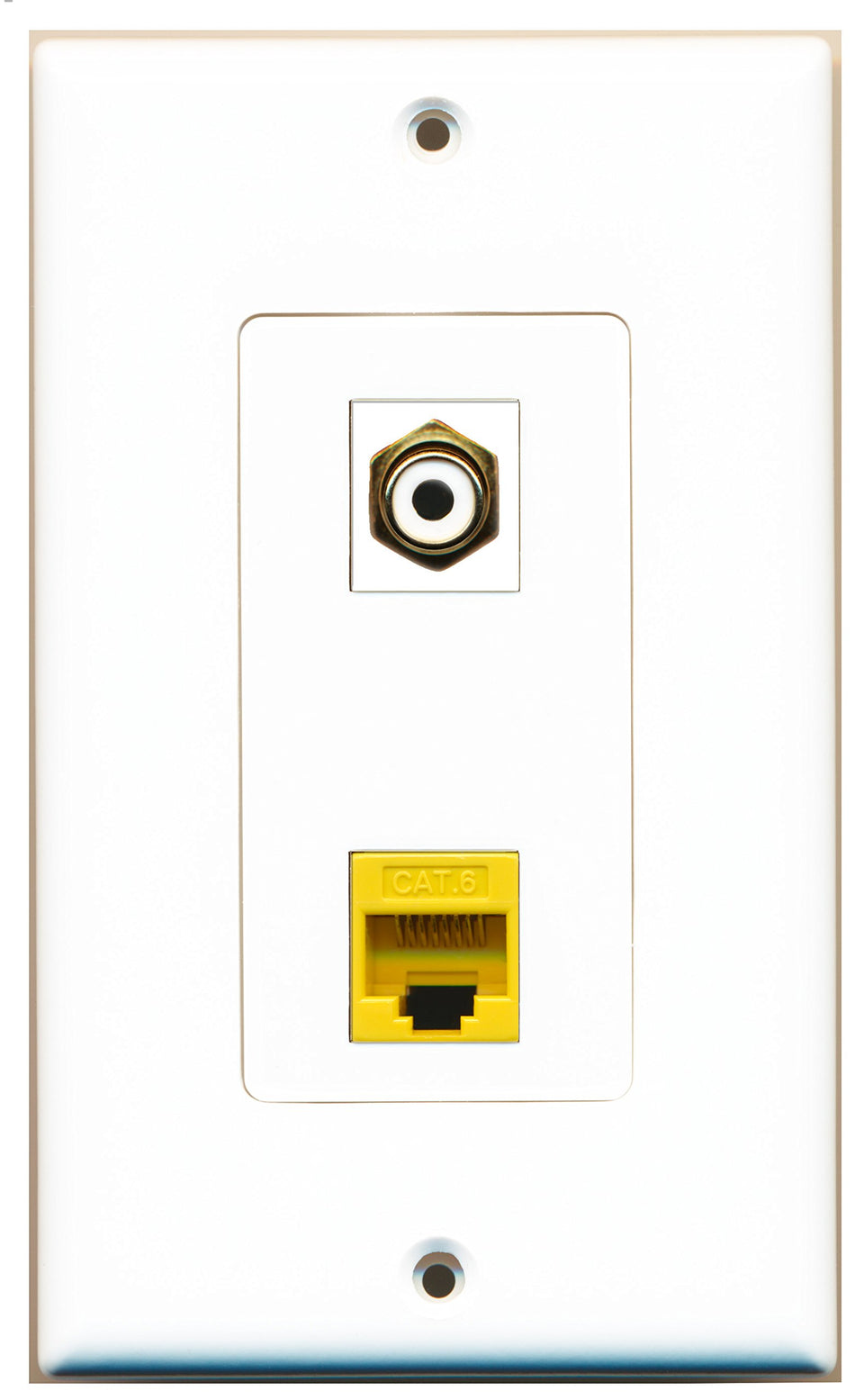 RiteAV 1 Port RCA White 1 Port Cat6 Ethernet Yellow Wall Plate OVERSIZED