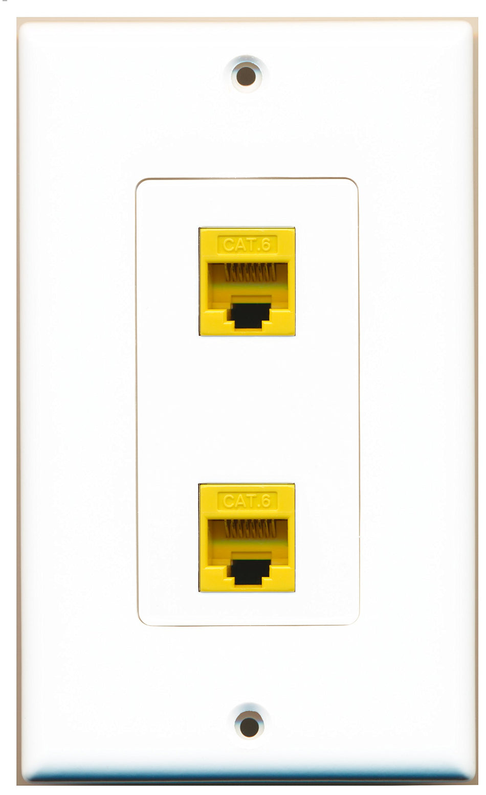 RiteAV 2 Port Cat6 Ethernet Yellow Wall Plate OVERSIZED