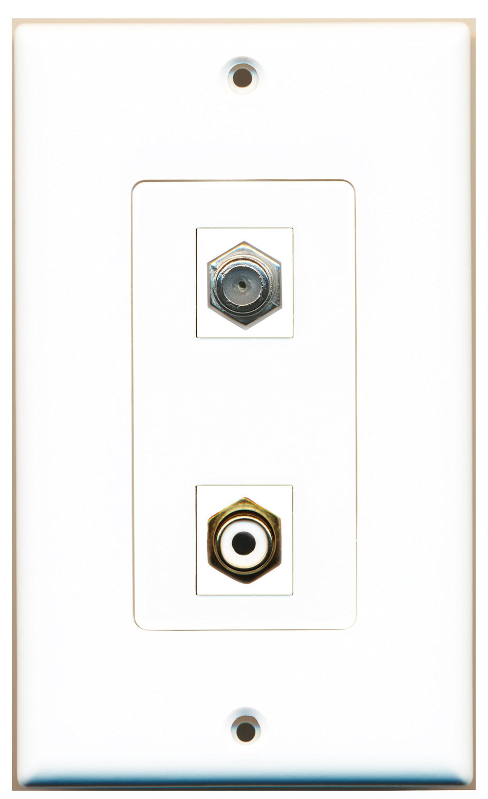 RiteAV 1 Port RCA White 1 Port Coax Wall Plate OVERSIZED White