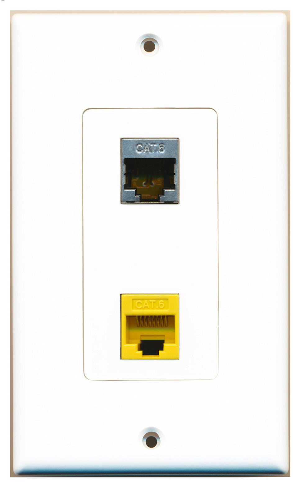 RiteAV 1 Port Shielded Cat6 Ethernet 1 Port Cat6 Ethernet Yellow Wall Plate OVERSIZED