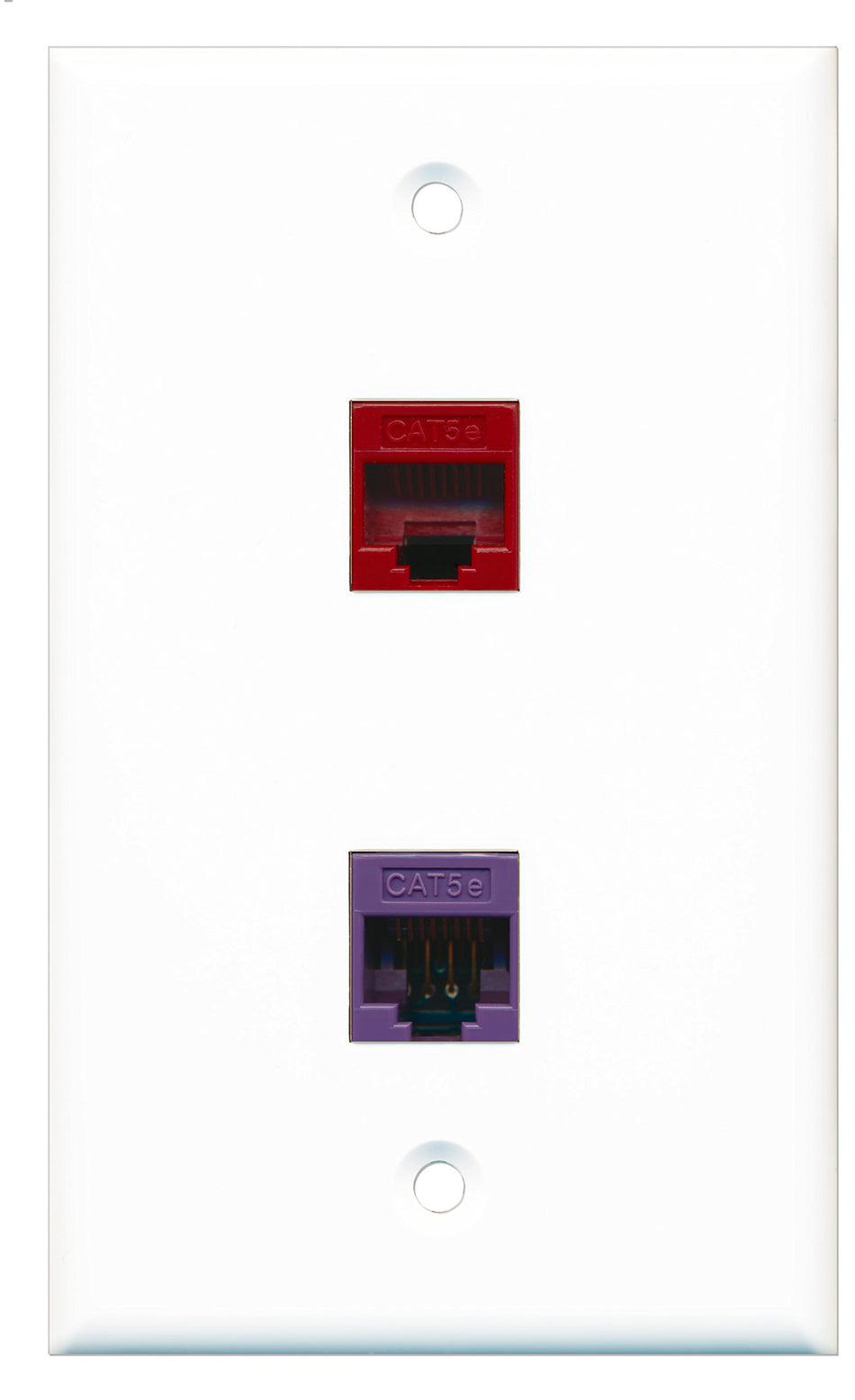 RiteAV - 1 Port Cat5e Ethernet Purple 1 Port Cat5e Ethernet Red Wall Plate - Bracket Included