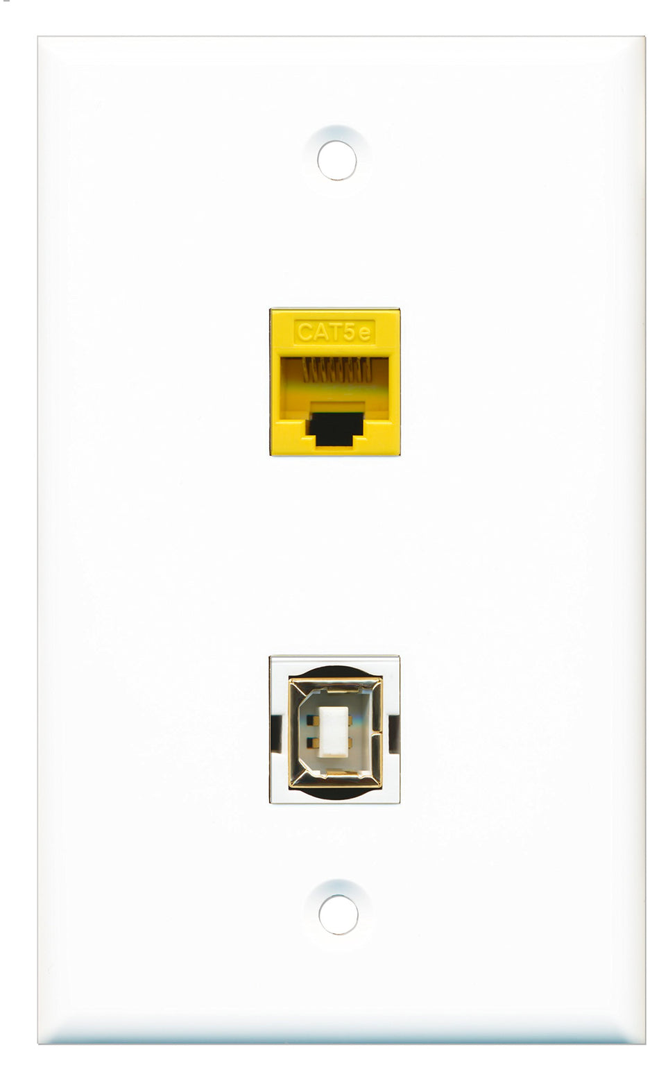 RiteAV - 1 Port Cat5e Ethernet Yellow 1 Port USB B-B Wall Plate - Bracket Included