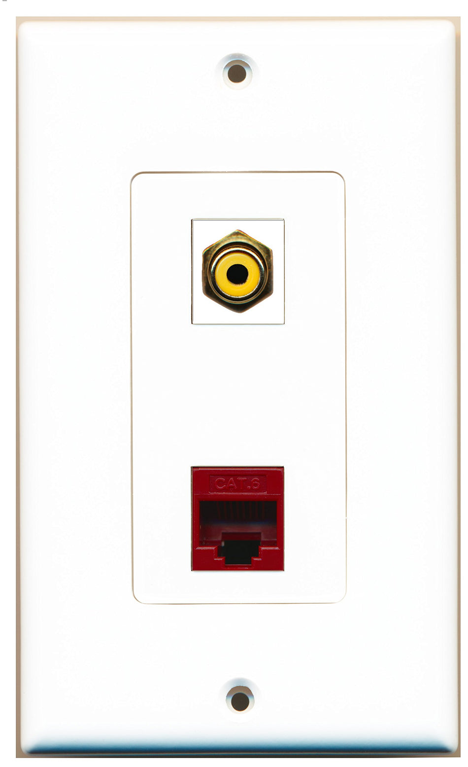 RiteAV 1 Port RCA Yellow 1 Port Cat6 Ethernet Red Wall Plate OVERSIZED