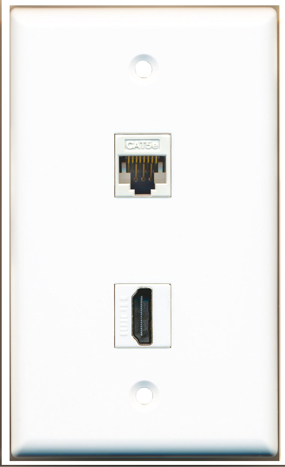 RiteAV - 1 Port HDMI - 1 Port Cat5e Ethernet White Wall Plate White - Bracket Included